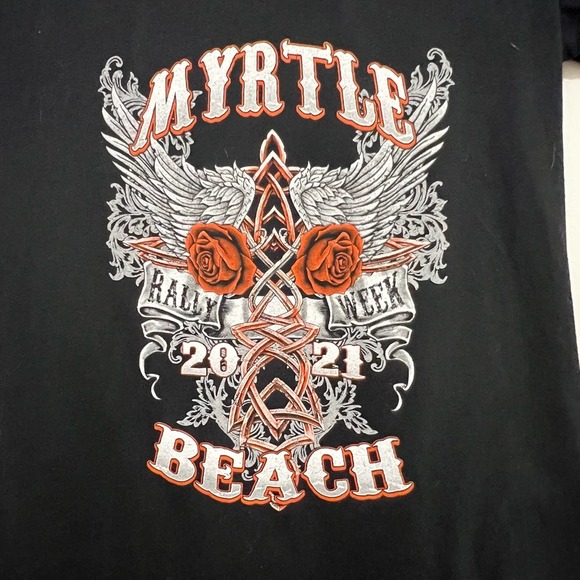 Myrtle‎ Beach 2021 Rally Week Ladies Black V-Neck Fitted Tee Shirt LG - Picture 2 of 5